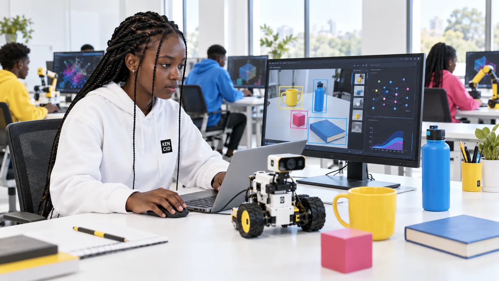 Students exploring Artificial Intelligence at KENCID