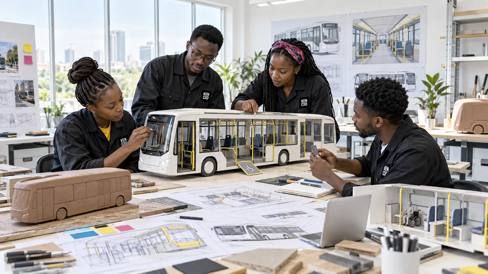 Students exploring Bus Design at KENCID