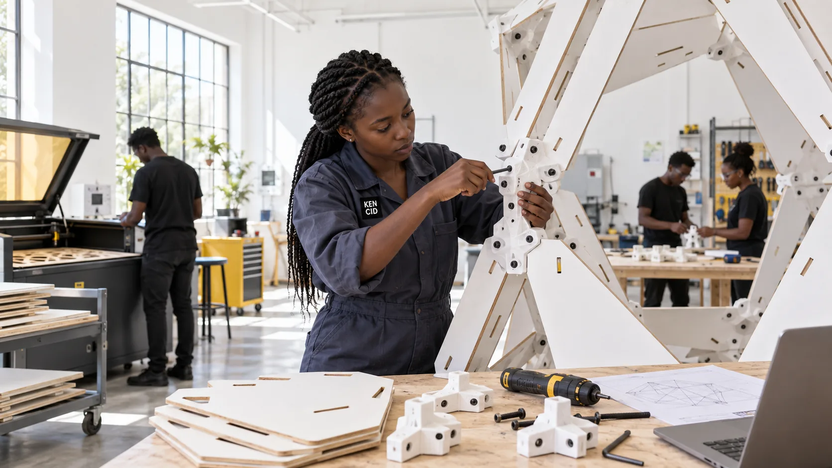 Students exploring Digital Fabrication at KENCID