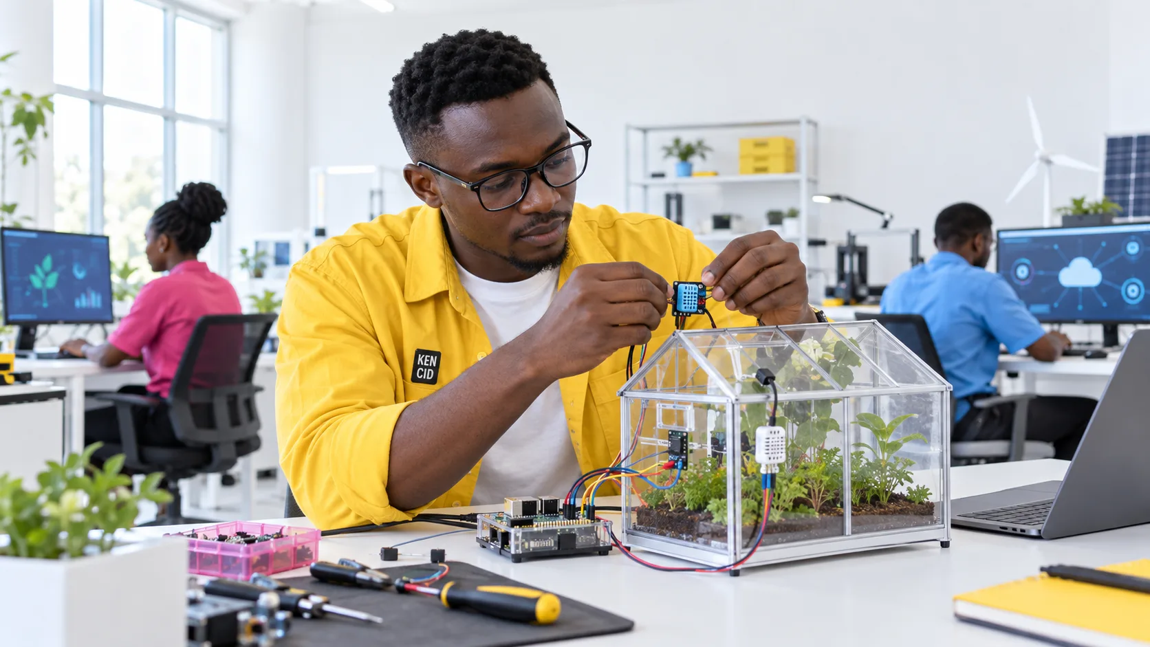 Students exploring IoT at KENCID