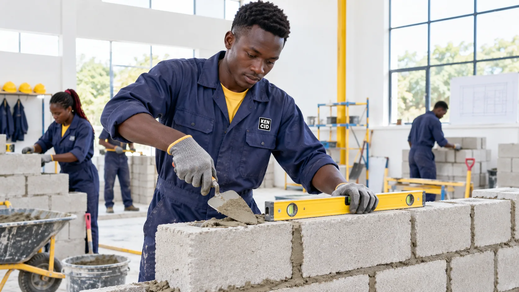 Students exploring Masonry at KENCID
