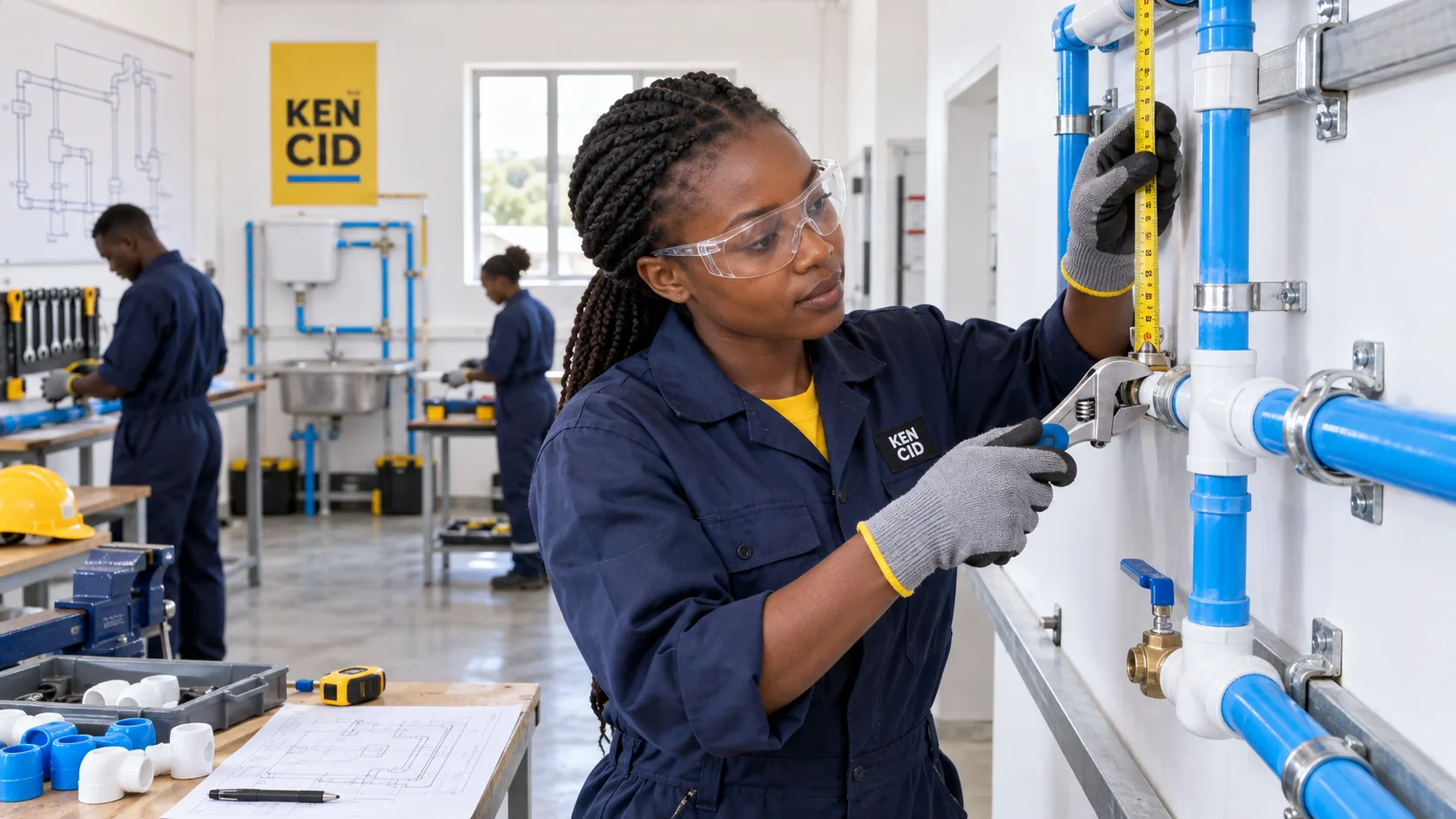 Students exploring Plumbing at KENCID