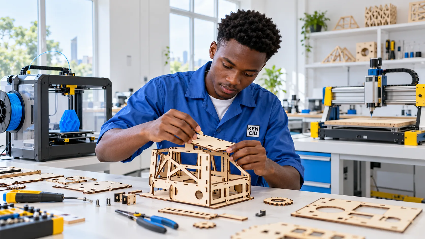 Students exploring Technical Digital Fabrication at KENCID