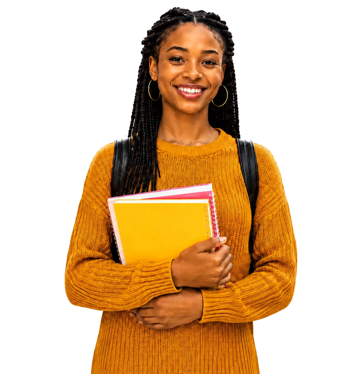 Smiling KENCID student holding design notebooks